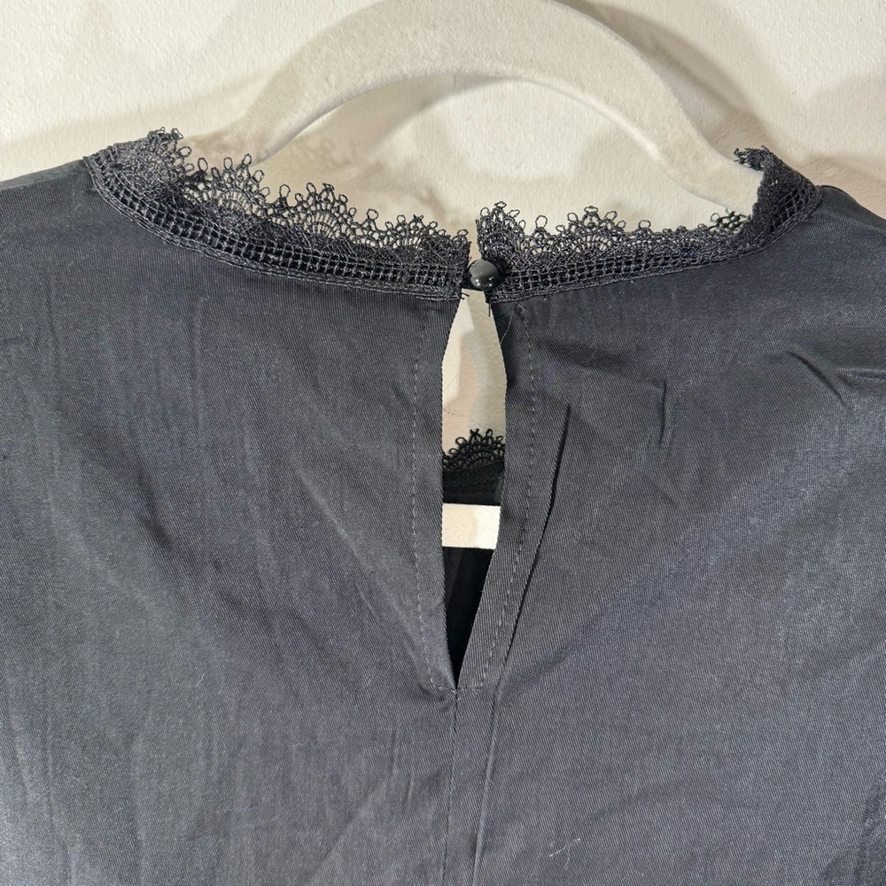 Shein Black Sheer Lace Balloon Sleeve Blouse - Picture 6 of 9